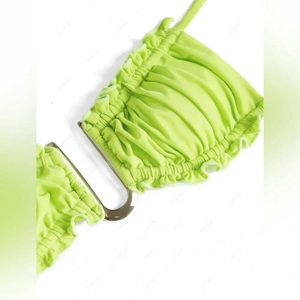 Zaful Green Bandeau Bikini Set with Ruched Details - Picture 2 of 6